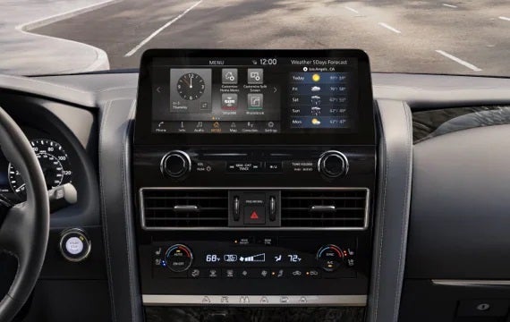2023 Nissan Armada touchscreen and front console | Bennington Nissan in Bennington VT